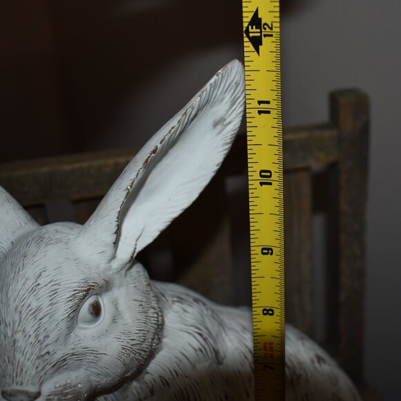 Resin Distressed Shabby Chic White Bunny Rabbit Country Cottage Farmhouse Decor - Picture 11 of 11